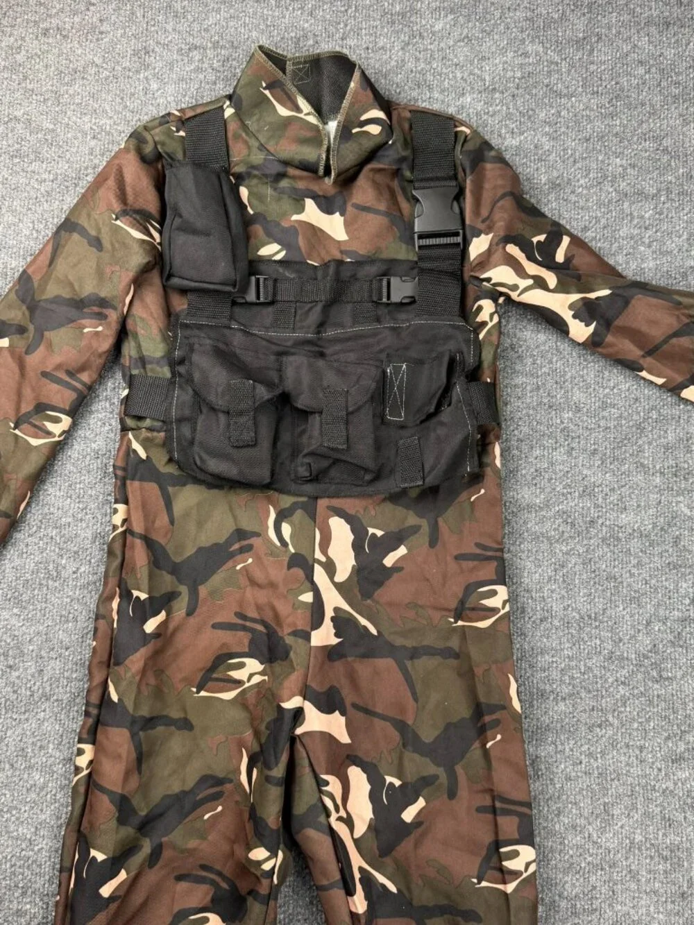 Boys Camouflage Jumpsuit Costume with Tactical Vest - Size Small/Medium